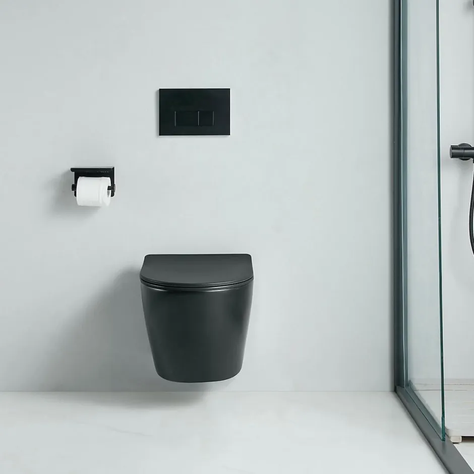 Stano Cuvette WC suspendu CARCEO noir mat - sans bride et avec frein de chute