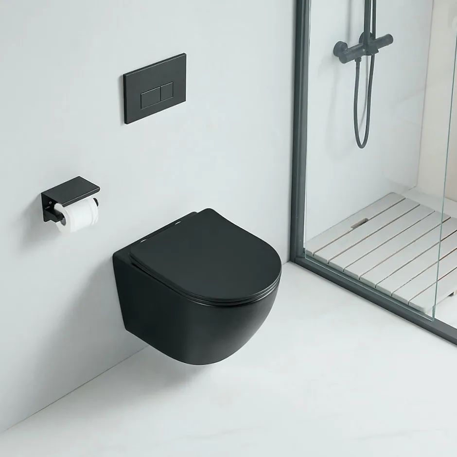 Stano Cuvette WC suspendu CARCEO noir mat - sans bride et avec frein de chute