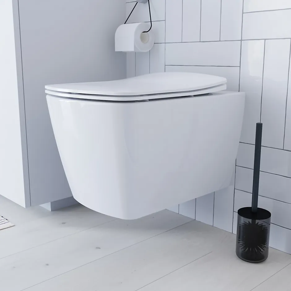 GoodHome Cuvette WC suspendu en céramique, l.36 x H.35,5 x P.50 cm, blanc, Levanna* Wc Suspendu