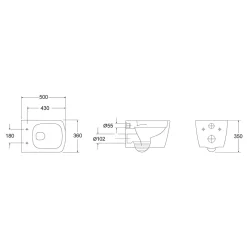 GoodHome Cuvette WC suspendu en céramique, l.36 x H.35,5 x P.50 cm, blanc, Levanna* Wc Suspendu