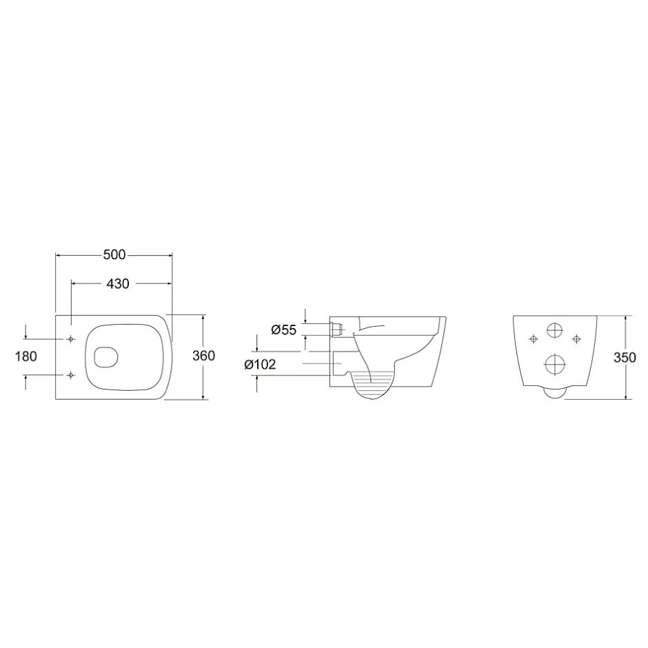 GoodHome Cuvette WC suspendu en céramique, l.36 x H.35,5 x P.50 cm, blanc, Levanna* Wc Suspendu