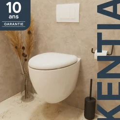 GoodHome Cuvette WC suspendu en céramique, l.37,5 x H.36,5 x P.50 cm, blanc, effet Vortex, Kentia