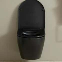 Planète Bain Cuvette WC suspendu gain de place 49 cm sans bride noir mat - Corolla* Wc Suspendu