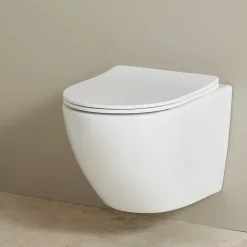 Planète Bain Cuvette WC suspendu gain de place 49 cm sans bride blanc brillant - Corolla