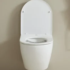 Planète Bain Cuvette WC suspendu gain de place 49 cm sans bride blanc brillant - Corolla