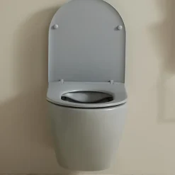 Planète Bain Cuvette WC suspendu gain de place 49 cm sans bride gris mat - Corolla* Wc Suspendu