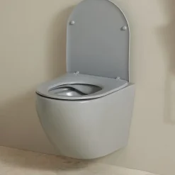 Planète Bain Cuvette WC suspendu gain de place 49 cm sans bride gris mat - Corolla* Wc Suspendu