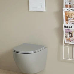 Planète Bain Cuvette WC suspendu gain de place 49 cm sans bride gris mat - Corolla* Wc Suspendu