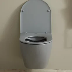 Planète Bain Cuvette WC suspendu gris mat 54 cm sans bride fixations invisibles - Cyrus