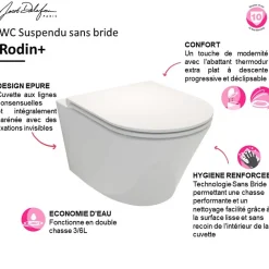 Jacob Delafon Cuvette WC suspendu sans bride Rodin+ avec abattant