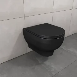 GoodHome Cuvette WC suspendu sans bride Cavally coloris noir* Wc Suspendu