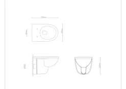 GoodHome Cuvette WC suspendue compacte sans bord avec abattant et frein de chute, sortie horizontale, blanc, Tasi