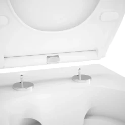 GoodHome Cuvette WC suspendue compacte sans bord avec abattant et frein de chute, sortie horizontale, blanc, Tasi