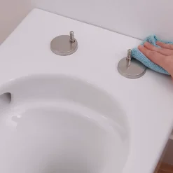 GoodHome Cuvette WC suspendue sans bride avec abattant déclipsable et frein de chute, sortie horizontale, blanc, effet Vortex, Cavally