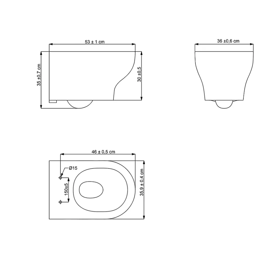 GoodHome Cuvette WC suspendue sans bride avec abattant déclipsable et frein de chute, sortie horizontale, blanc, effet Vortex, Cavally
