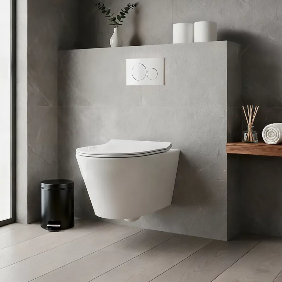 GoodHome Cuvette WC suspendue sans bride, effet Vortex, Fuerte