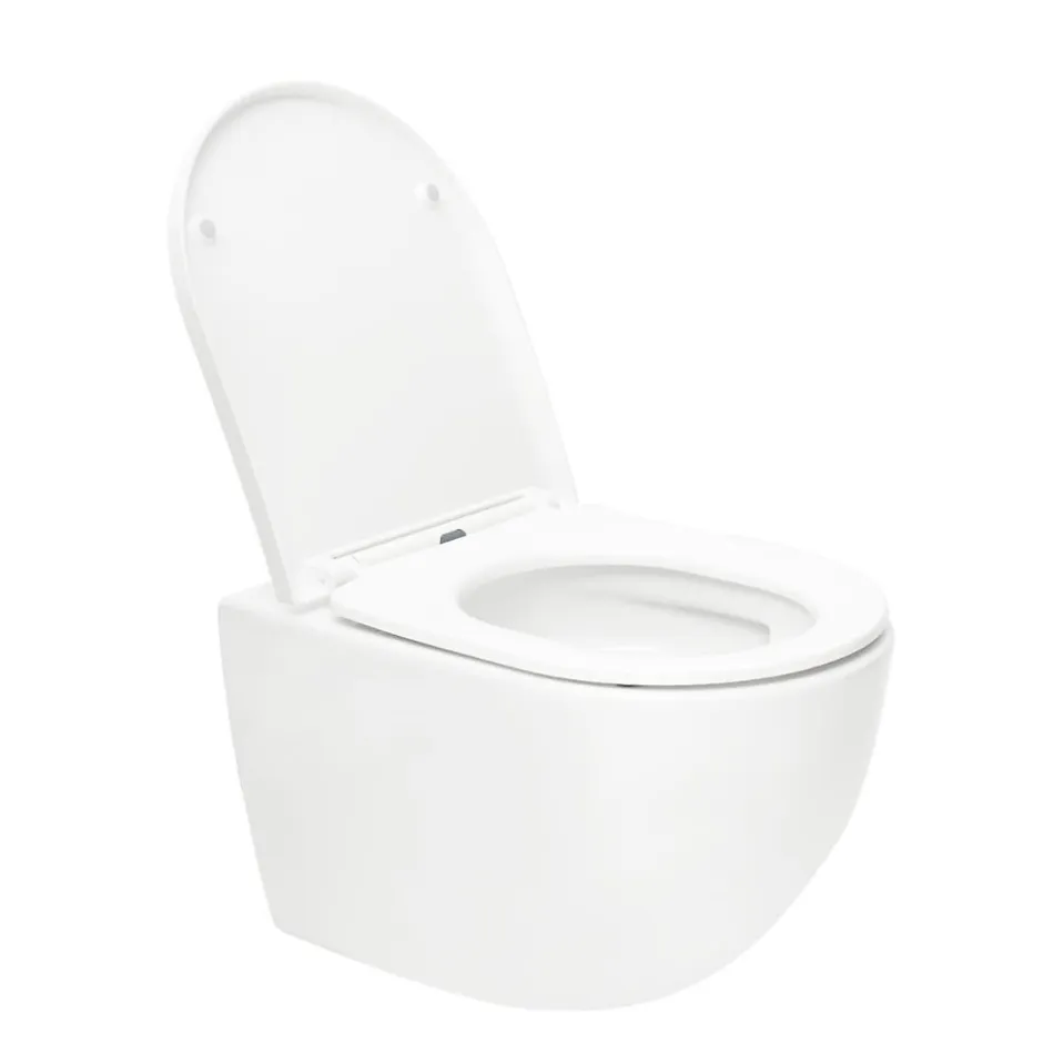 Geberit Delta Pack WC Bâti support Duofix 112 cm + WC SAT Tornado sans bride + Abattant SoftClose + Plaque blanche (TORNADOGEB3)