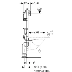 Geberit Delta Pack WC Bâti support Duofix 112 cm + WC SAT Tornado sans bride + Abattant SoftClose + Plaque blanche (TORNADOGEB3)
