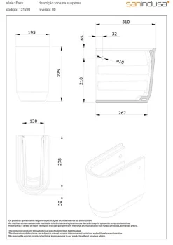 Sanindusa Demi colonne cache siphon pour lavabo céramique traditionnelle suspendue Easy blanc* Lavabo