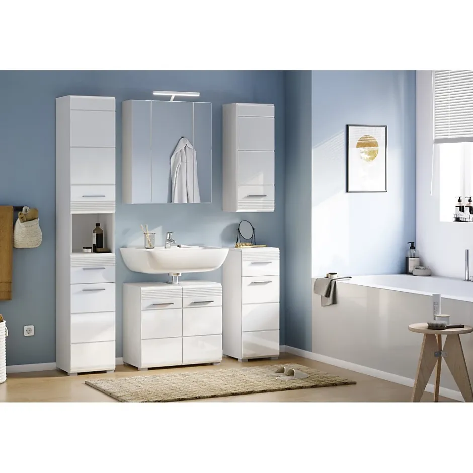 Meublorama Demi colonne de salle de bain Blanc laqué KLEANKIN
