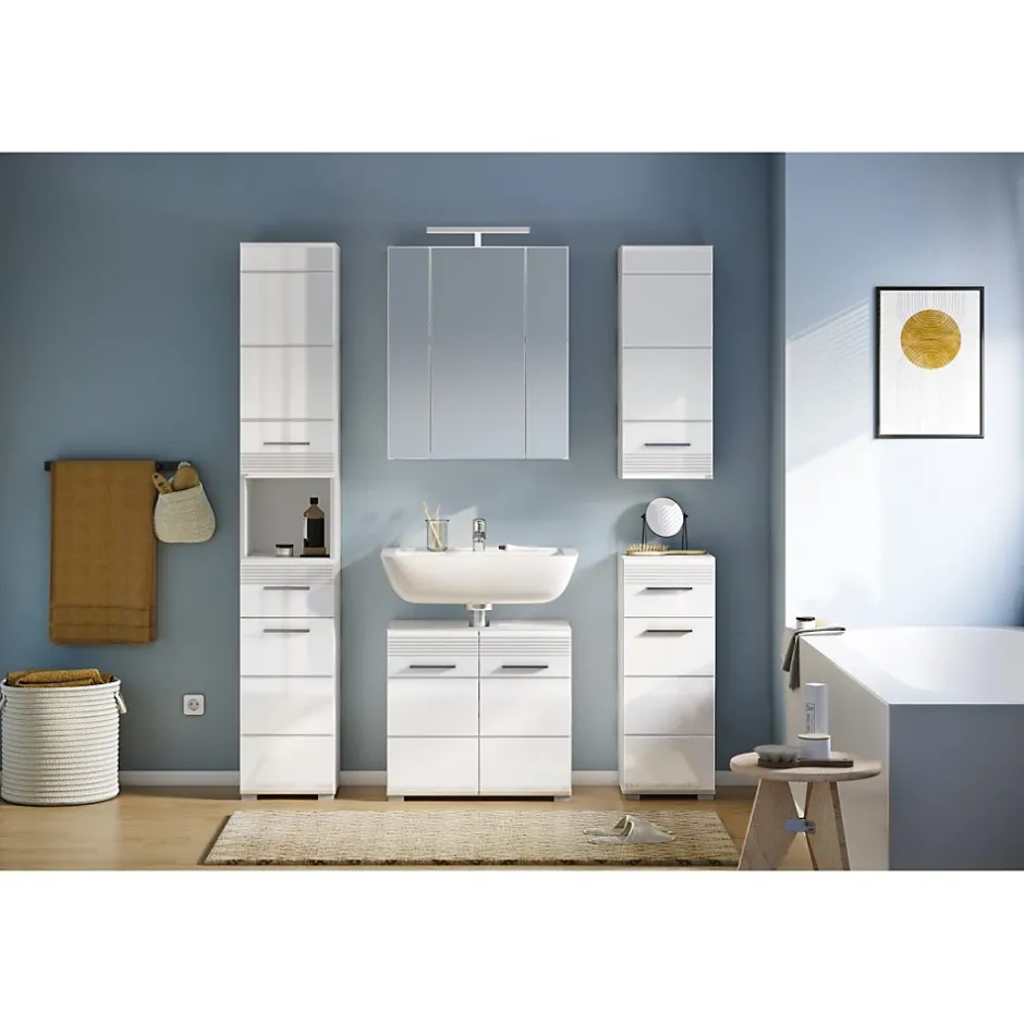 Meublorama Demi colonne de salle de bain Blanc laqué KLEANKIN