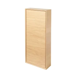 GoodHome Demi colonne de salle de bains faible profondeur Avela placage chêne L.40 x H.90 cm x P.15* Colonne De Salle De Bains|Meuble De Salle De Bains Faible Profondeur