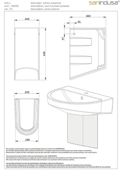 Sanindusa Demi Colonne pour lavabo UrbY blanche compatible avec lavabo UrbY