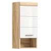 Meublorama Demi-colonne de salle de bain LEWOTO 1 porte et 1 niche Blanc et chene clair
