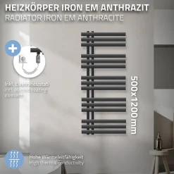 Luxebath Design Radiateur sèche-serviettes Iron EM Electric 1200W* Sèche-Serviettes Mixte