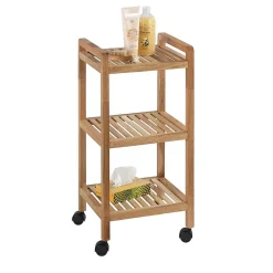 Wenko Desserte à roulettes en bambou Norway - L. 35 x H. 71 cm - Marron* Etagère Salle De Bains