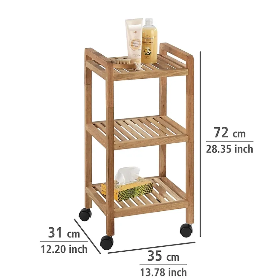Wenko Desserte à roulettes en bambou Norway - L. 35 x H. 71 cm - Marron* Etagère Salle De Bains