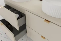Furnidea Double meuble sous vasque à suspendre avec le plan DALIA CACHEMIRE 120 cm* Meuble Vasque