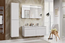 Furnidea Double meuble sous vasque à suspendre ICONIC blanc 120 cm