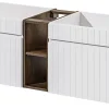 Furnidea Double meuble sous vasque ICONIC blanc 140 cm avec l'etension chêne Santa Fe* Meuble Sous-Vasque