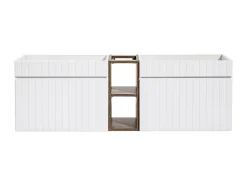 Furnidea Double meuble sous vasque ICONIC blanc 140 cm avec l'etension chêne Santa Fe* Meuble Sous-Vasque