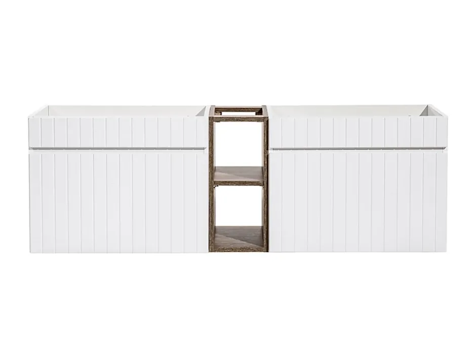 Furnidea Double meuble sous vasque ICONIC blanc 140 cm avec l'etension chêne Santa Fe* Meuble Sous-Vasque