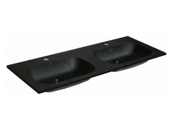 Vente-unique Double vasque à encastrer en résine effet pierre - Noir - L120 x l46 cm - ATIWA* Vasque À Encastrer