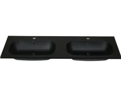 Vente-unique Double vasque à encastrer en résine effet pierre - Noir - L120 x l46 cm - ATIWA* Vasque À Encastrer