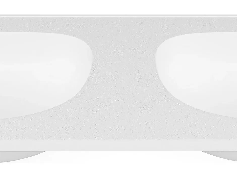 Vente-unique Double vasque à encastrer en résine effet pierre - Blanc - L120 x l46 cm - ATIWA