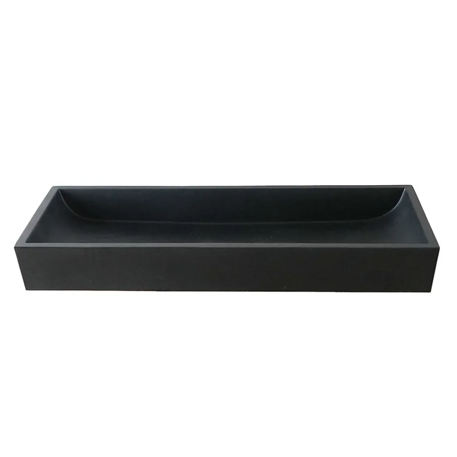 Berah Getah Double vasque en béton noir 100 cm* Vasque À Poser
