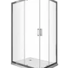 Laneri Douche de 6 mm angulaire rectangulaire avec profil chromé- 80 x 140