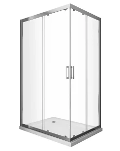 Laneri Douche de 6 mm angulaire rectangulaire avec profil chromé- 80 x 140