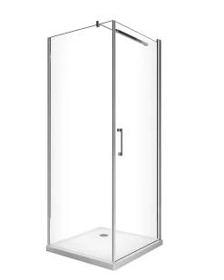 Laneri Douche de 8 mm avec porte à battant et paroi fixe lateraleH.200 -77-79 porte x 78,5-80,5 fixe