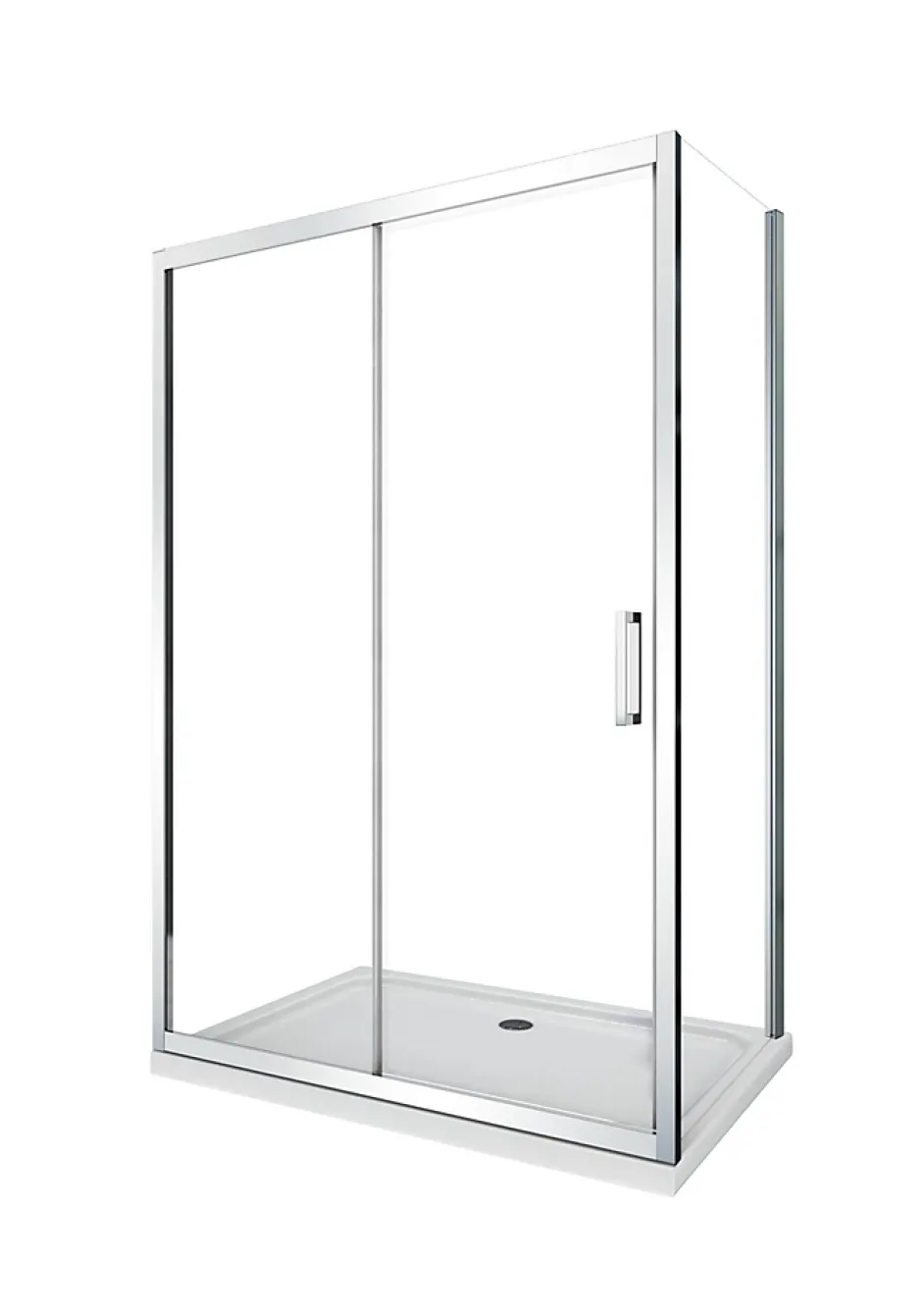 Laneri Douche de 6 mm avec un paroi fixe laterale et une porte coulissante - 62,5-65 fixe x 115-120 coulissante