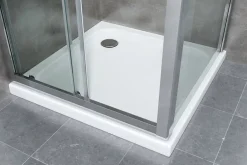 Laneri Douche de 6 mm avec un paroi fixe laterale et une porte coulissante - 77,5-80 fixe x 125-130 coulissante