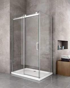 Laneri Douche de 8 mm H.190 avec un paroi fixe et une porte coulissante - 90 fixe x 120 coulissante* Porte De Douche