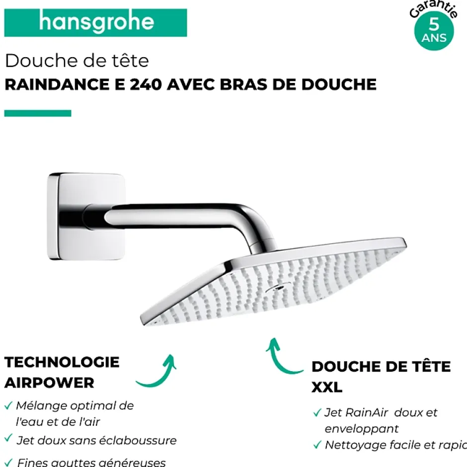Hansgrohe Douche de tête Raindance E 240 avec bras de douche chromé* Robinet De Douche