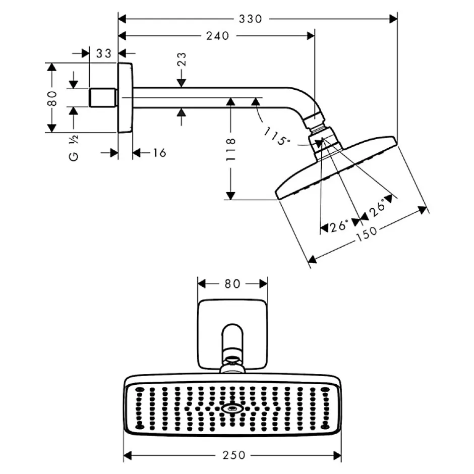 Hansgrohe Douche de tête Raindance E 240 avec bras de douche chromé* Robinet De Douche