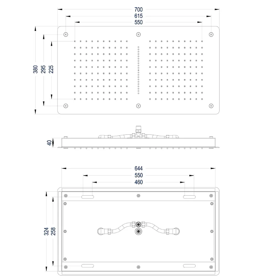 Bernstein Douche de tête rectangulaire pour montage plafond, 70x38cm, DPG5019