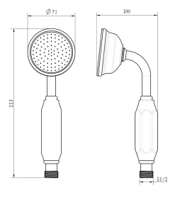 Cooke & Lewis Douchette 1 jet chrome et blanche Jimena* Pommeau De Douche, Flexible Et Barre De Douche